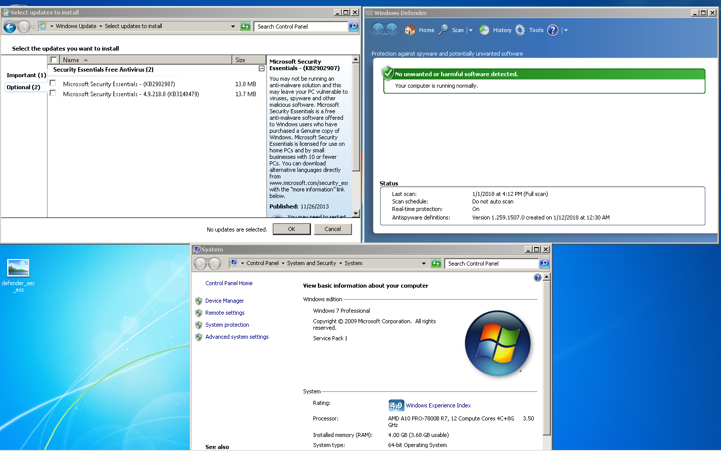 meditativ majs Dejlig Windows Defender vs Security Essentials on W7 Pro - Microsoft Community
