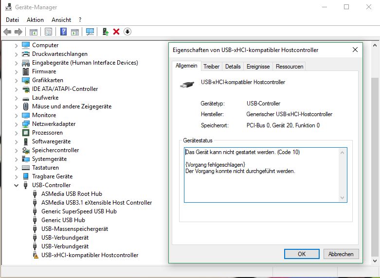 USB 3.0 Probleme / USB-xHCI-kompatibler Hostcontroller  Windows 10