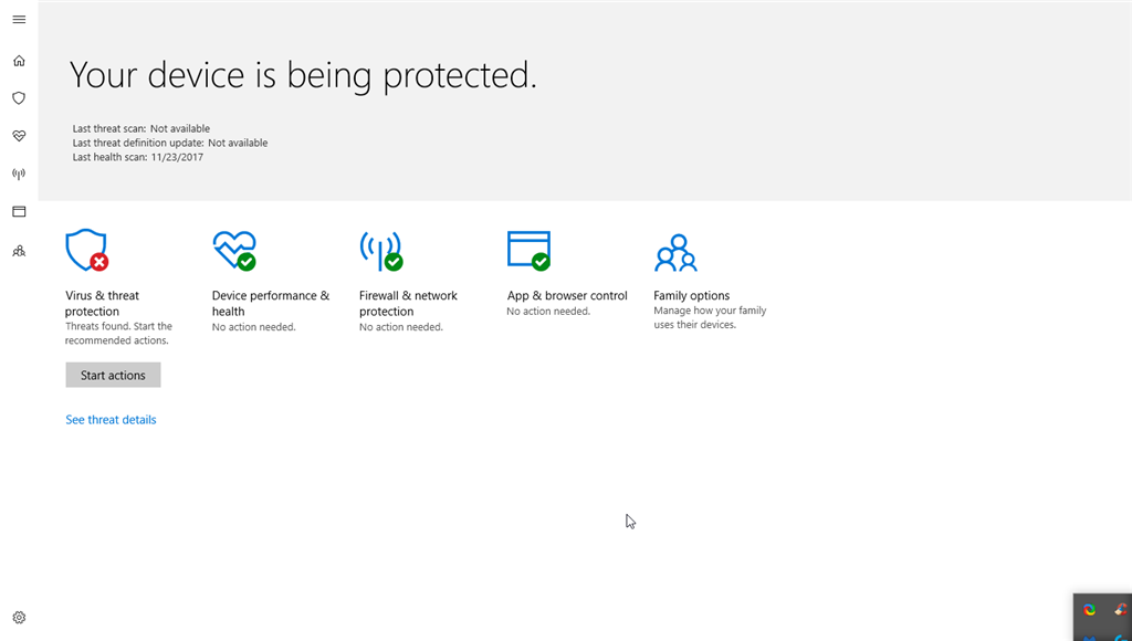 Windows defender properties greyed out