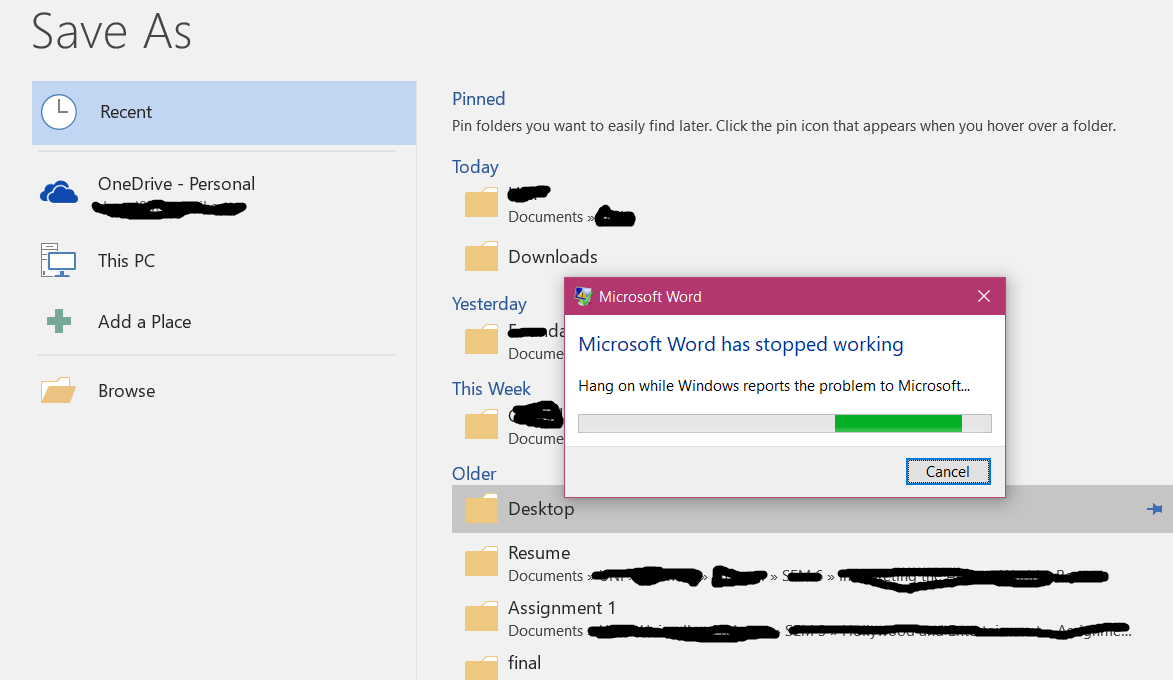 MS Word 2016 Crashes When Saving New Documents - Microsoft Community