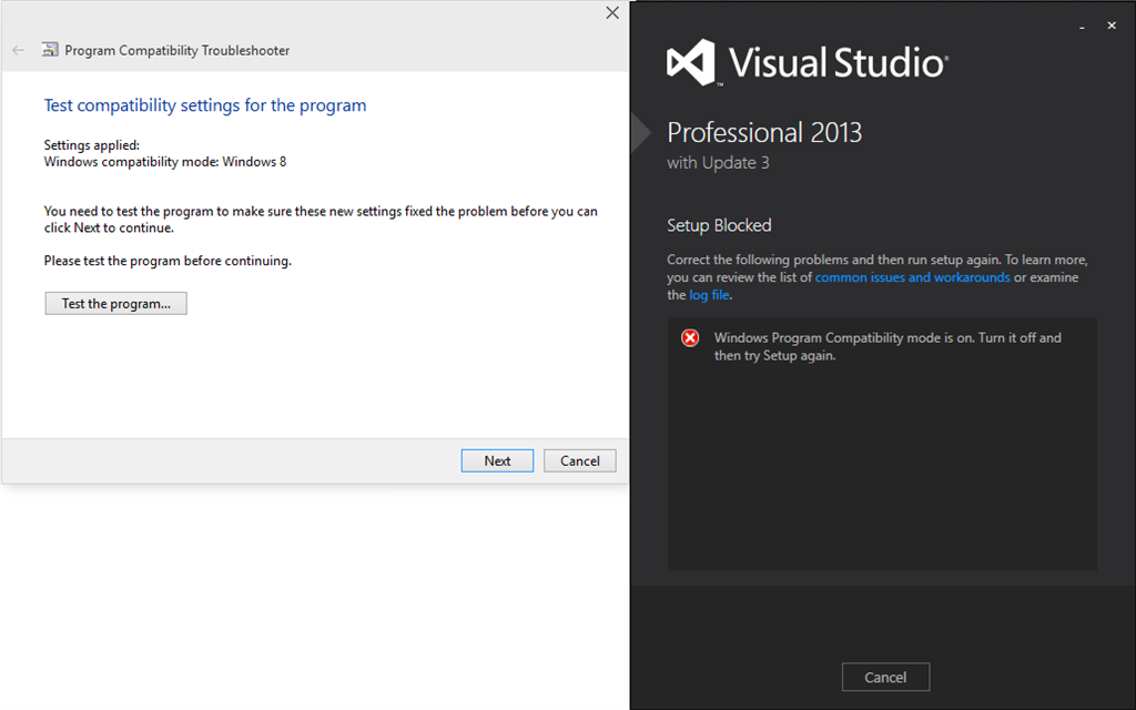 Microsoft Visual Studio 2013 with Update 3 will not install on the