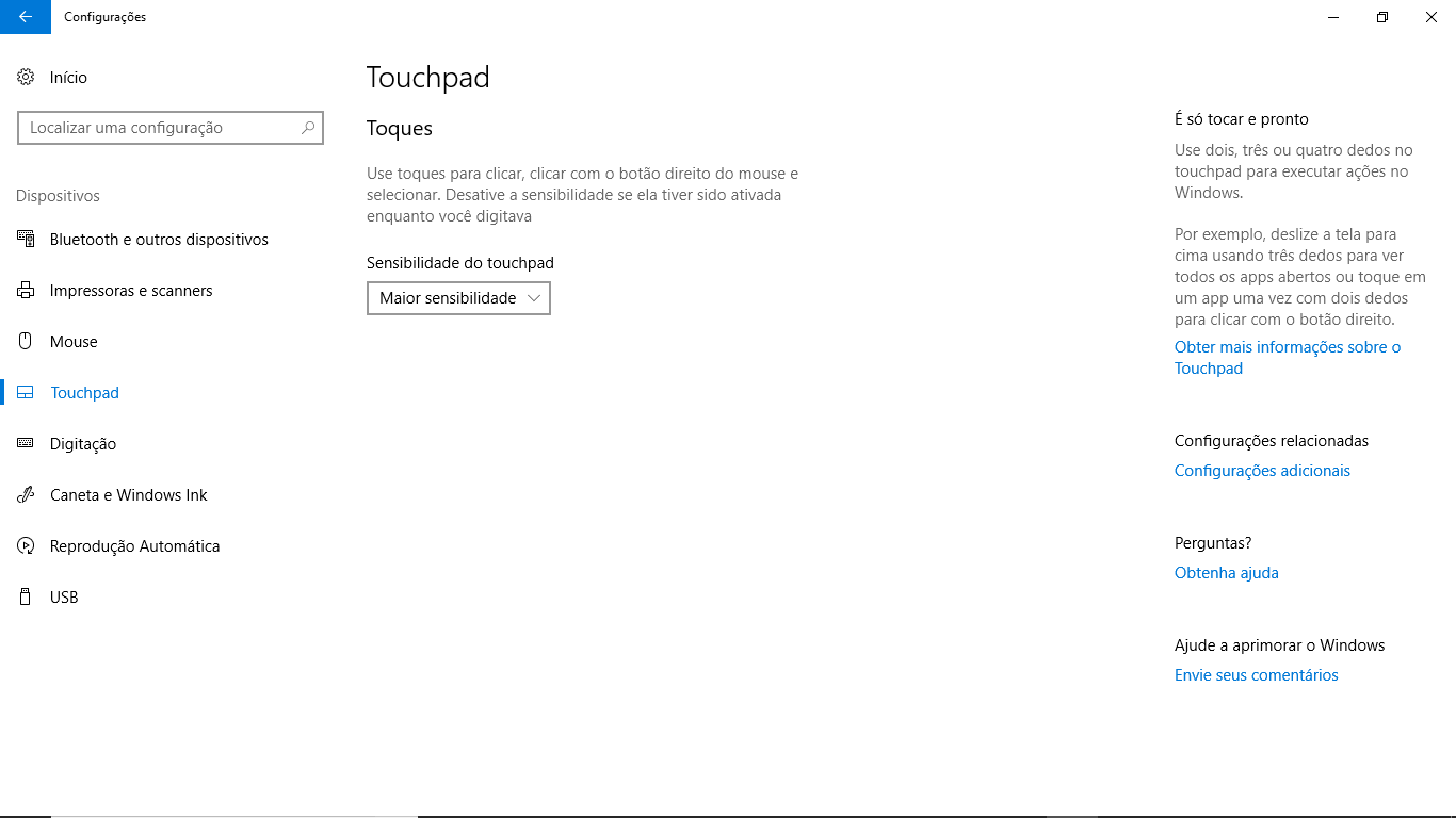 Gestos do touchpad no funcionam aps atualizao - Microsoft