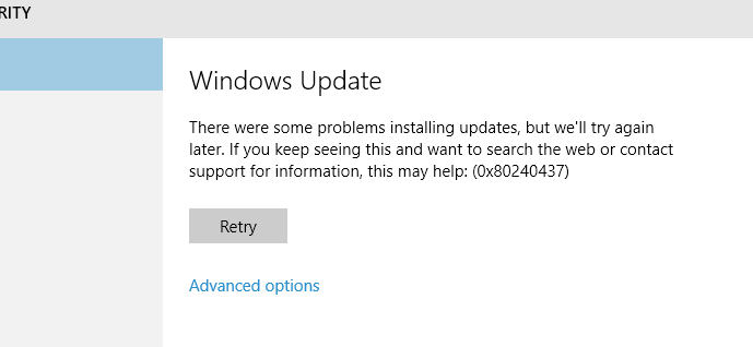 The Error Code 0x80240437 - Microsoft Community