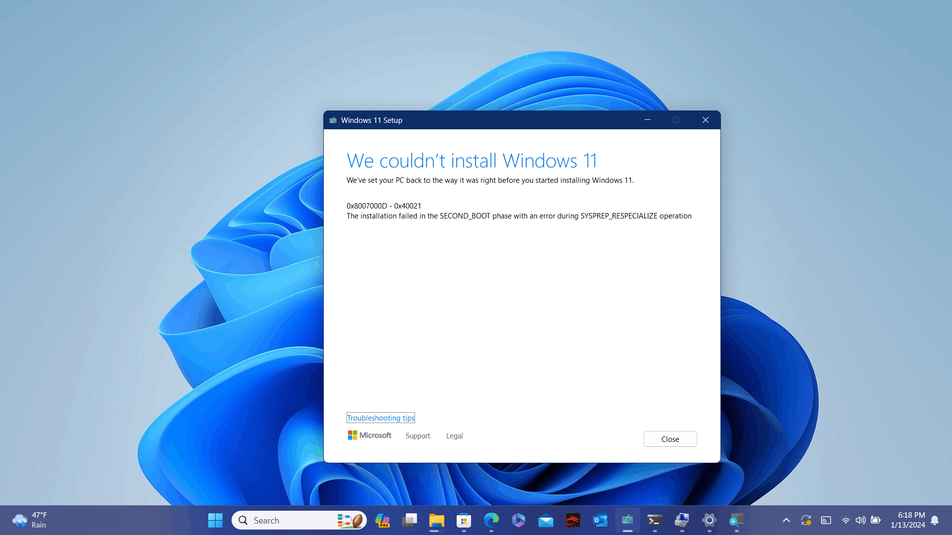 windows 11 24h2 setup error