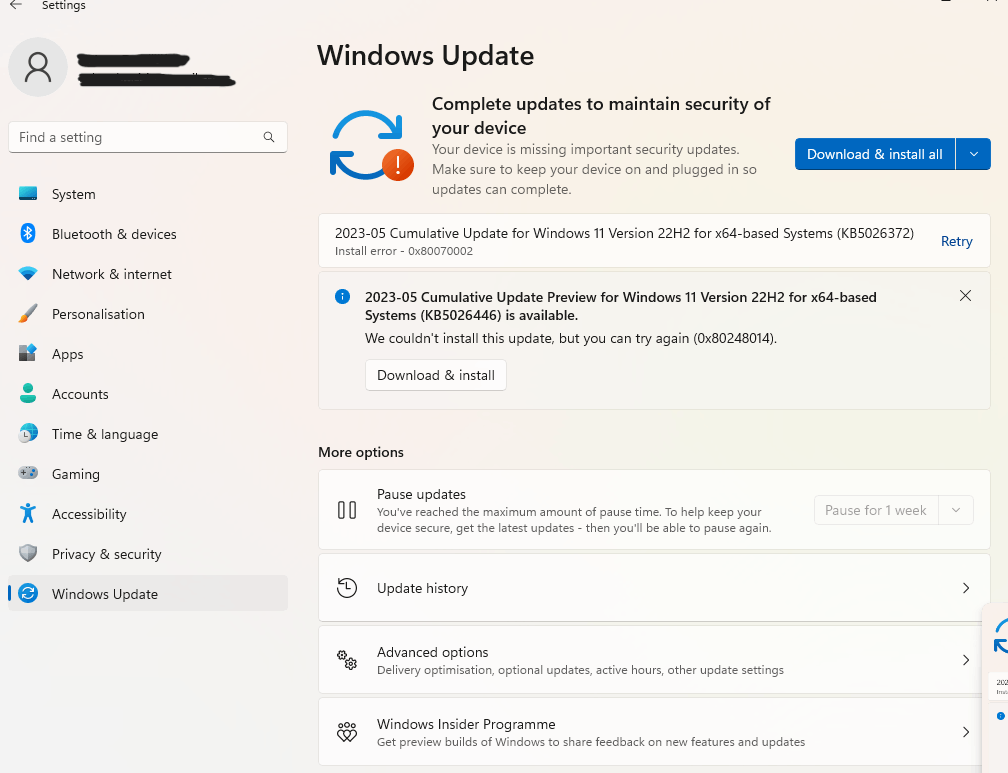 Im Unable To Install New Updates On Windows 11 - Microsoft Community