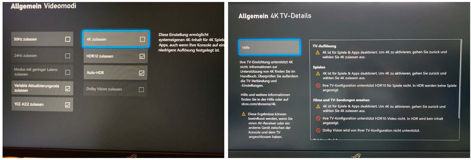 Xbox one s says tv does not support hdr10. Cannot access the hdr