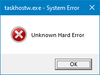 Taskhostw exe windows 10. Ошибка hard Error. Системная ошибка Unknown hard Error. Unknown hard Error Explorer.exe. Unknown hard Error Windows 10.