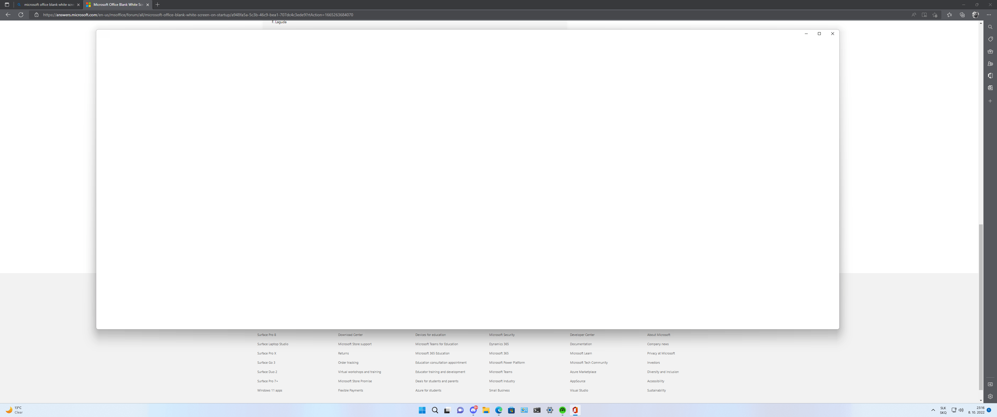 Microsoft Office Blank White Screen On Startup Microsoft Community