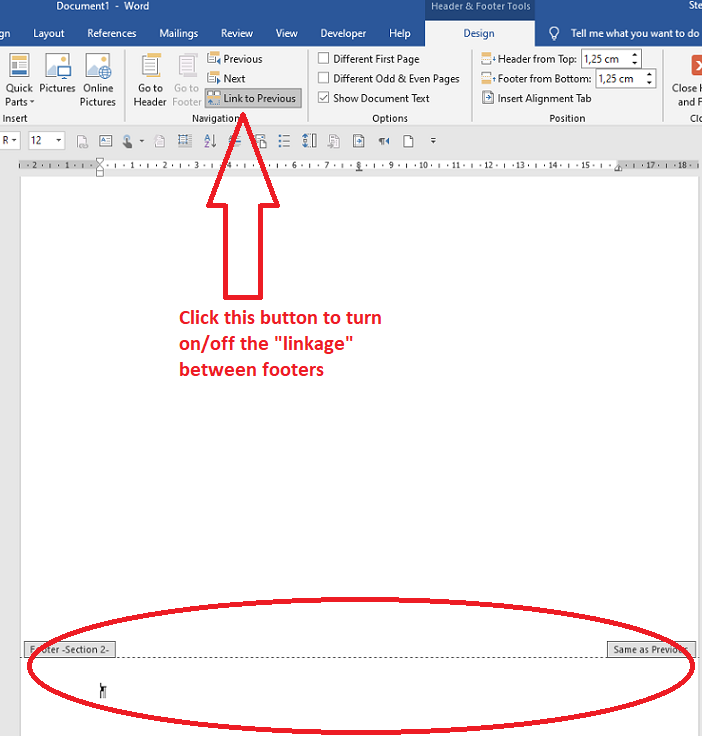 How To Unlink Headers And Footers In Word