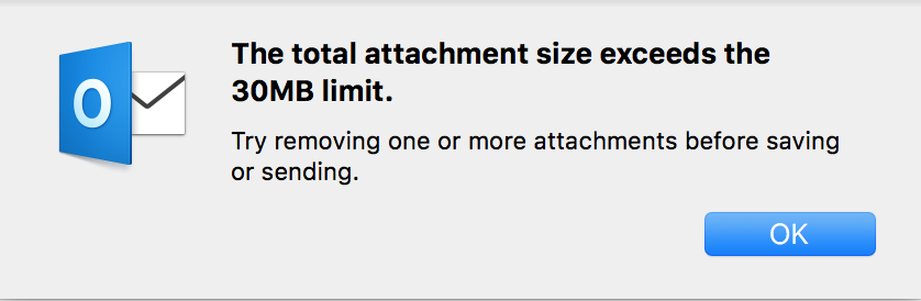 Outlook for mac attachment size limits