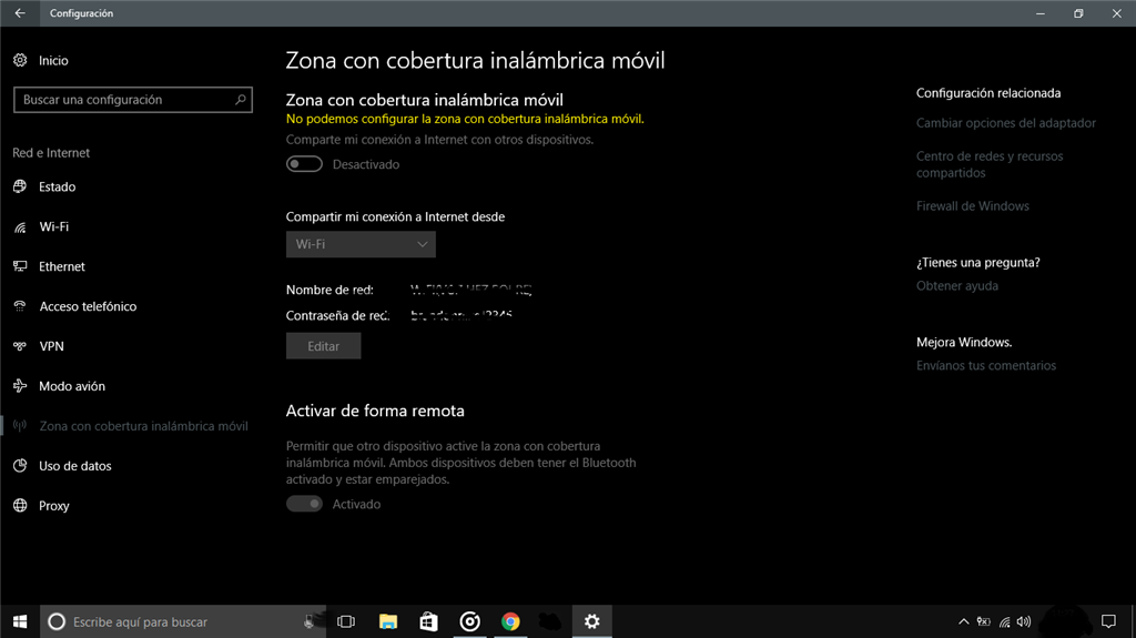 Windows 10 No Puedo Compartir Mi Internet Me Sale No Podemos Microsoft Community