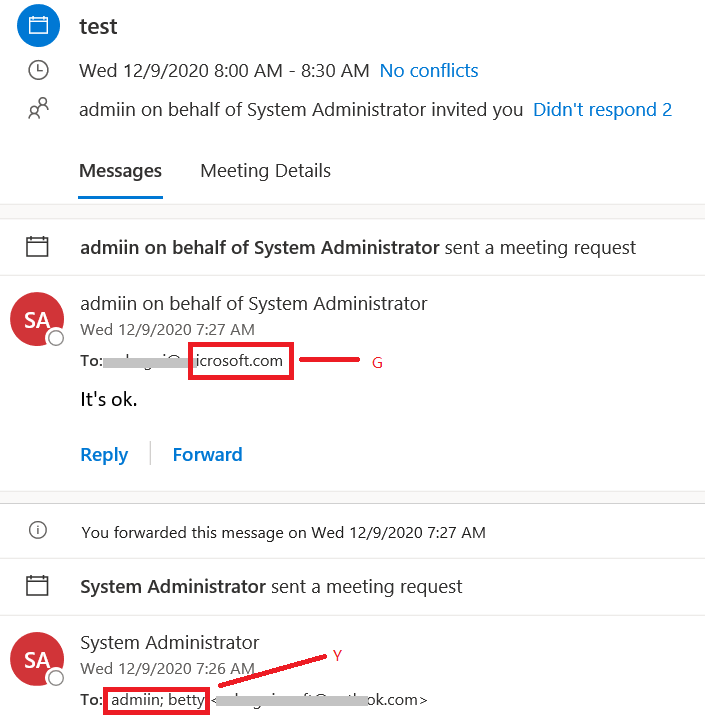If i forward a meeting invitation from another organiser do all other microsoft community