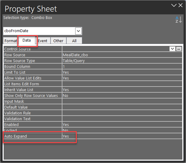 Why is the Auto Expand feature not working for my combo box