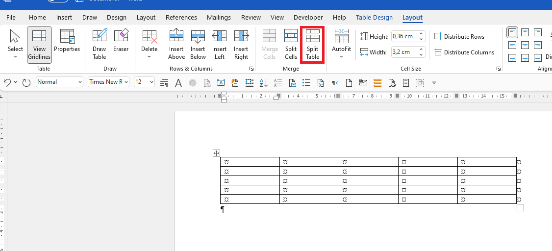 Split Table - Word 365 - Microsoft Community