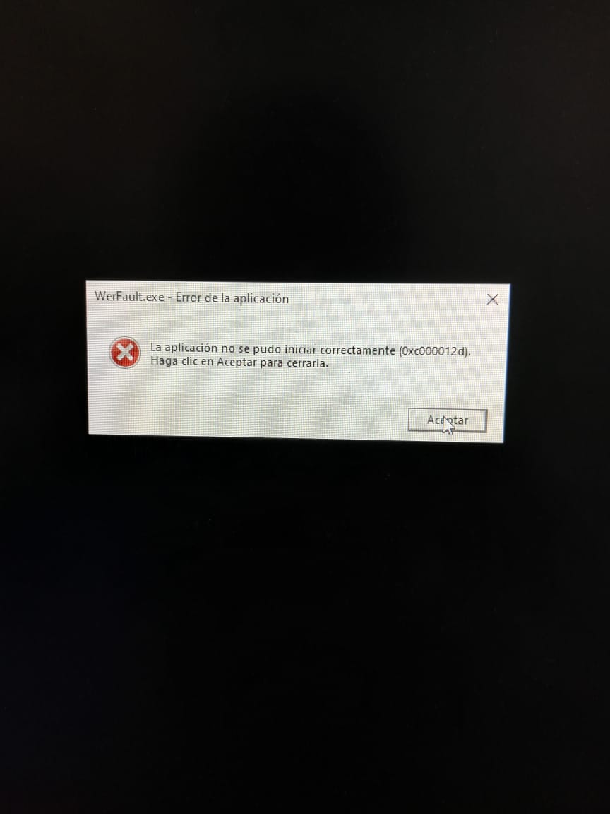 Error 0xc000012d al iniciar aplicación - Microsoft Community