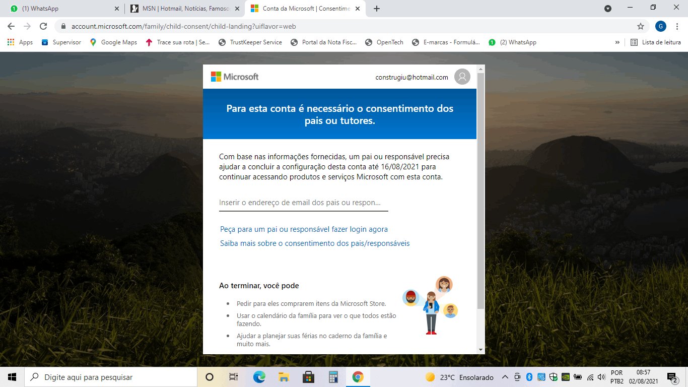 Verificar a sua conta. Verifique se você entrou na Microsoft Store