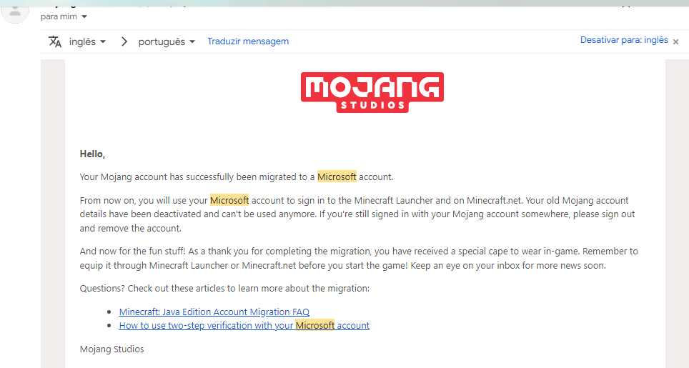 Suporte Para a Migração do Minecraft - Microsoft Community