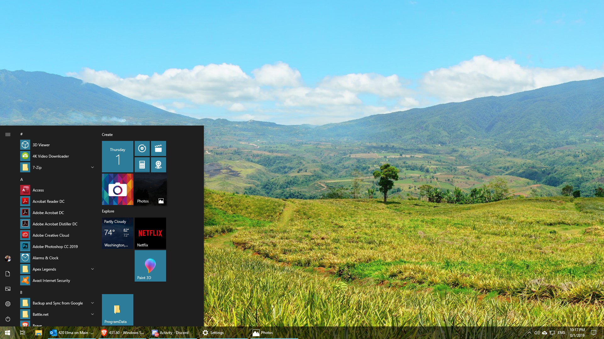 Windows 10 taskbar