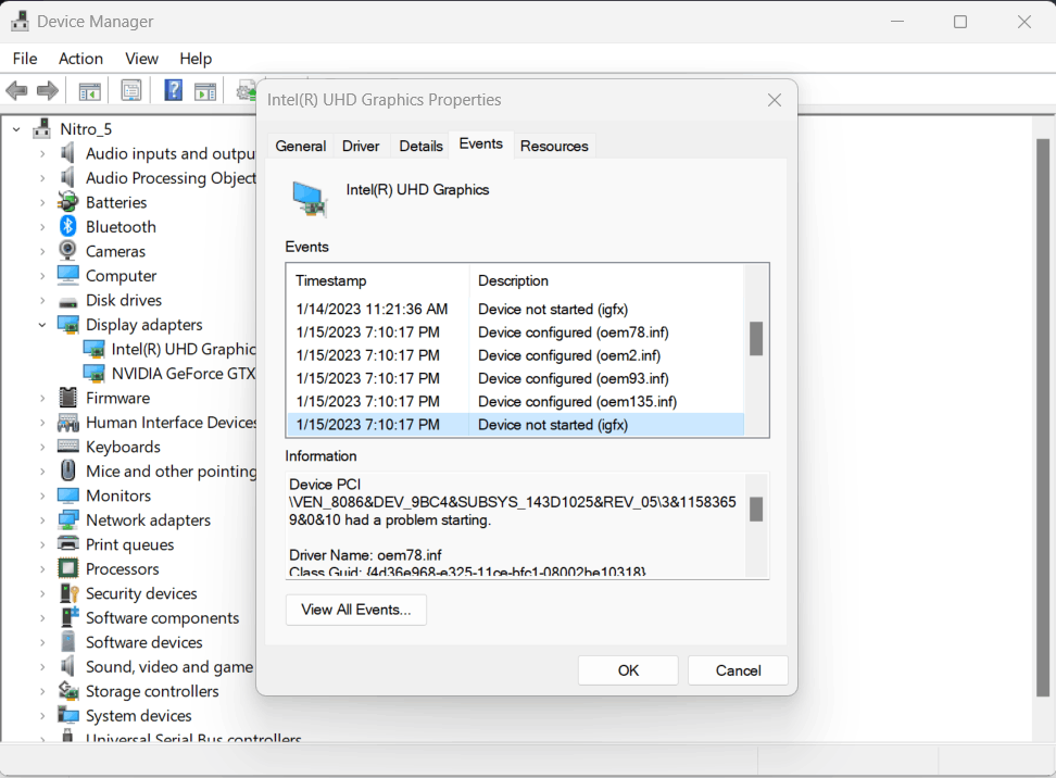 Device PCI\VEN_8086&DEV_9BC4&SUBSYS_143D1025&REV_05\3&11583659&0&10 ...