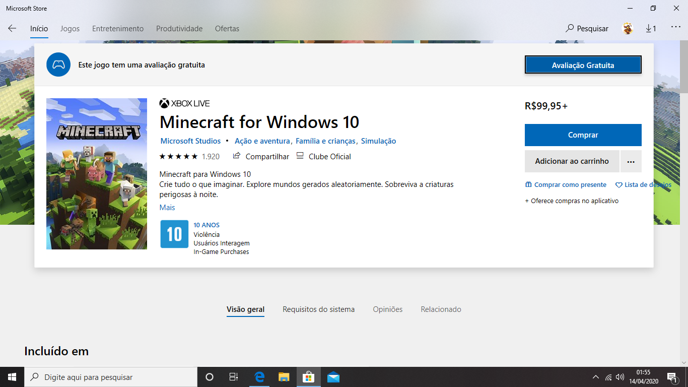 Meu Minecraft aparece como comprar quando tento jogar - Microsoft  Community