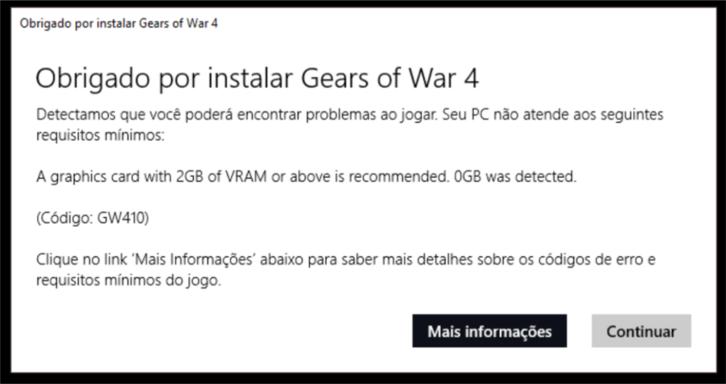 Erro GW410 Gears Of War 4 - Microsoft Community
