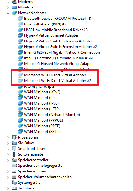 [?] Mircosoft Wi-Fi Direct Virtual Adapter Problem