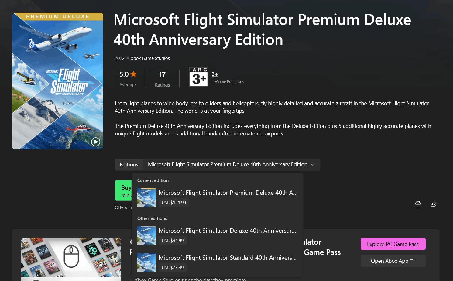 Buy Microsoft Flight Simulator Premium Edition Xbox & PC Game