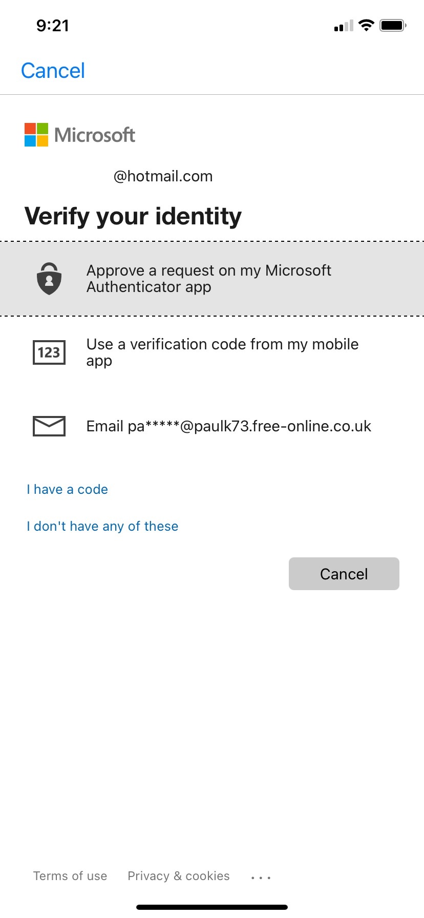 Showing code authenticator not microsoft Passwordless authenticator