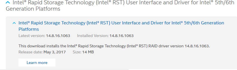 İntel Rapid Depolama Teknolojisi Kurulum Hatası - Intel Community