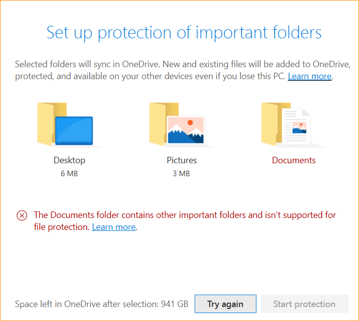 Issue setup OneDrive for Business Folder Protection - Microsoft Community