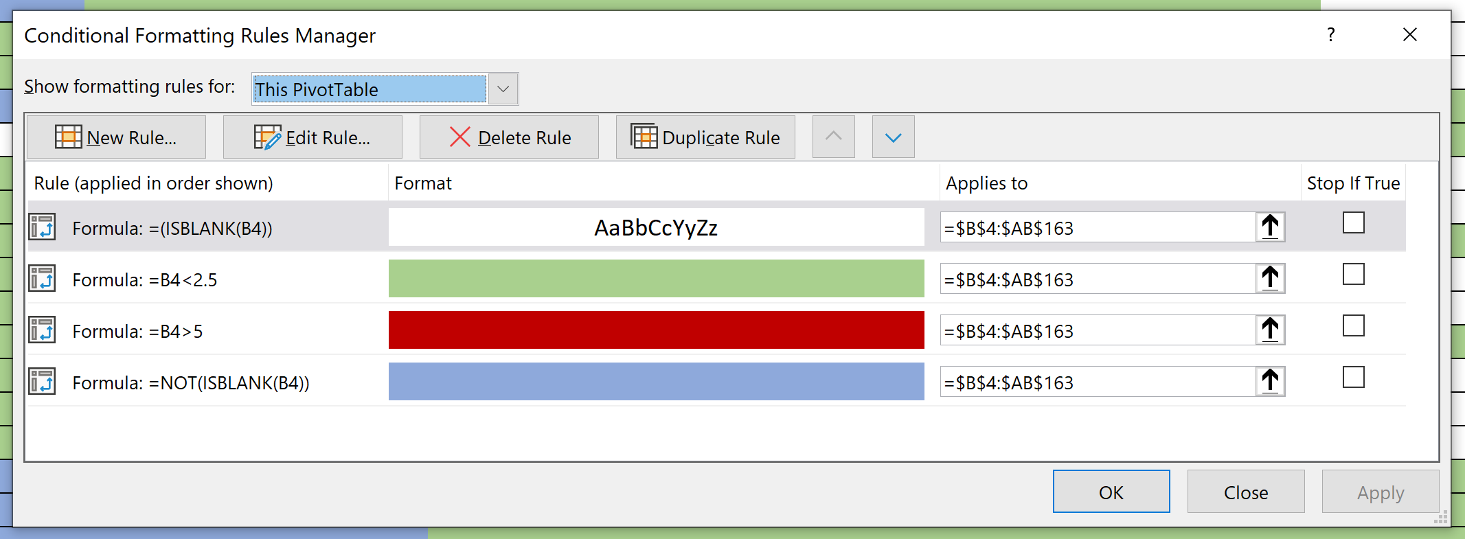 Overwrite Pivot Table Conditional Format Based On Row Label Microsoft Community