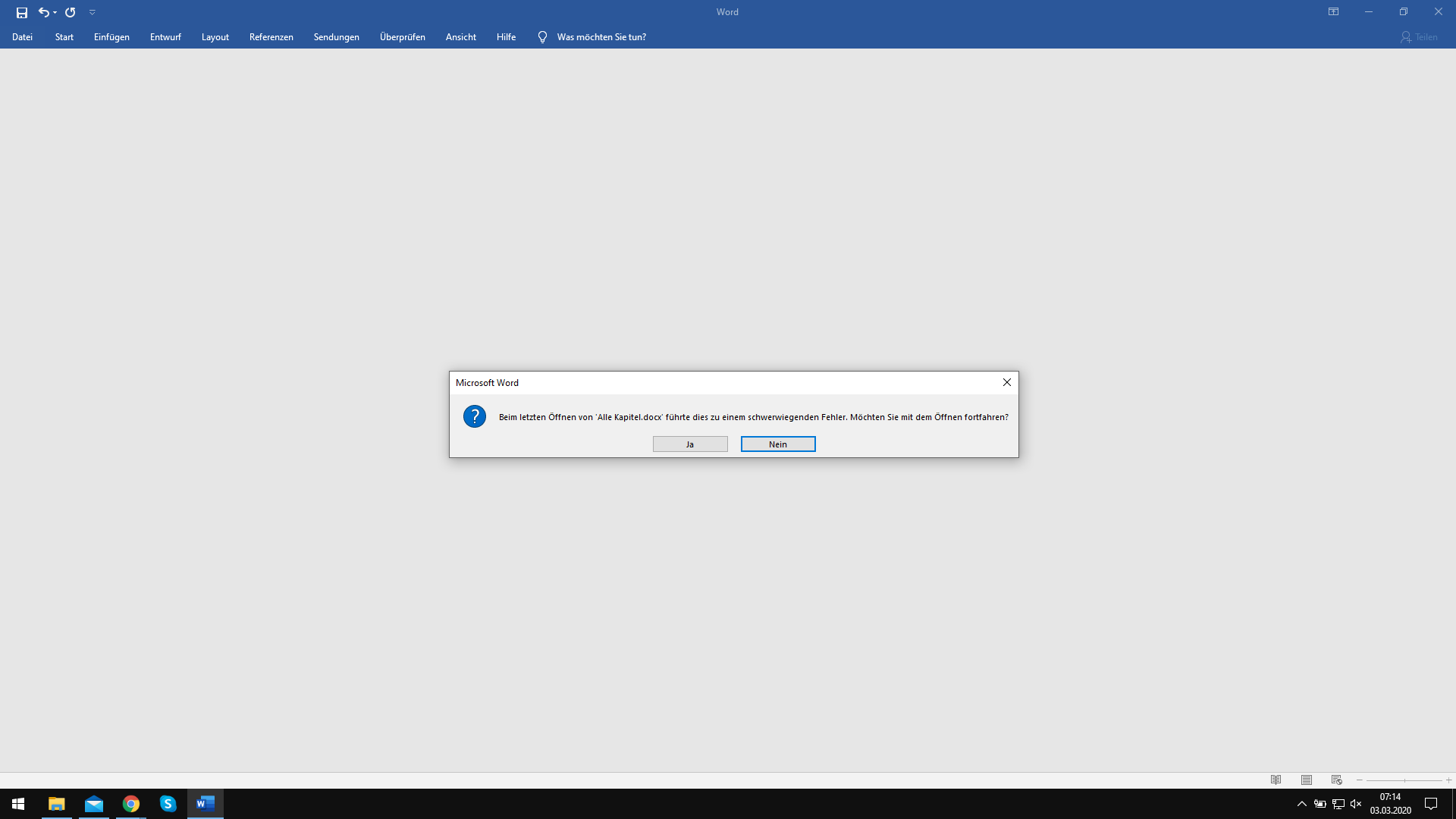 Word Dokumente lassen sich nicht öffnen