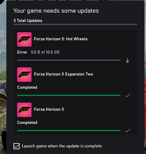 Cant Update Forza Horizon 5 Shows Error Microsoft Community