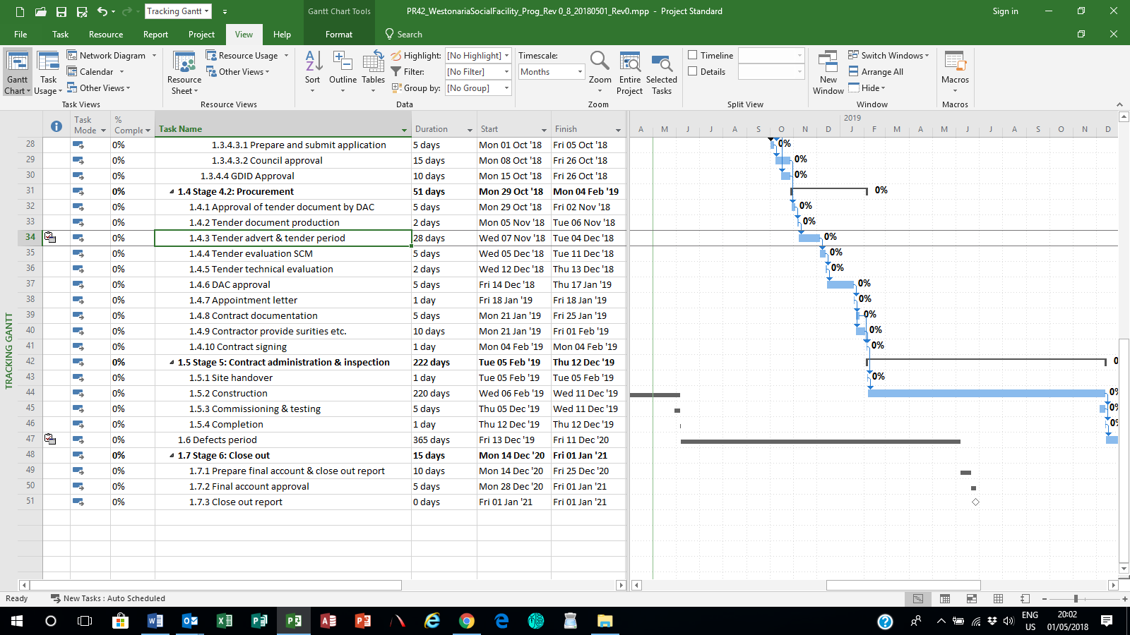 Microsoft Project 2016 - Critical Path Not Fully Highlighted ...