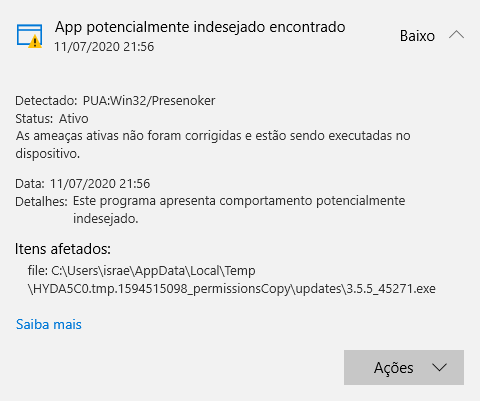 Vírus "PUA:Win32/Presenoker" Como Faço Para Remover? - Microsoft Community