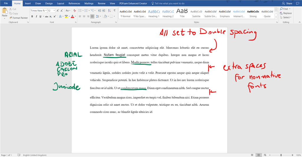 Line Spacing Issues In Word 16 When A Word Is In A Different Font Microsoft Community
