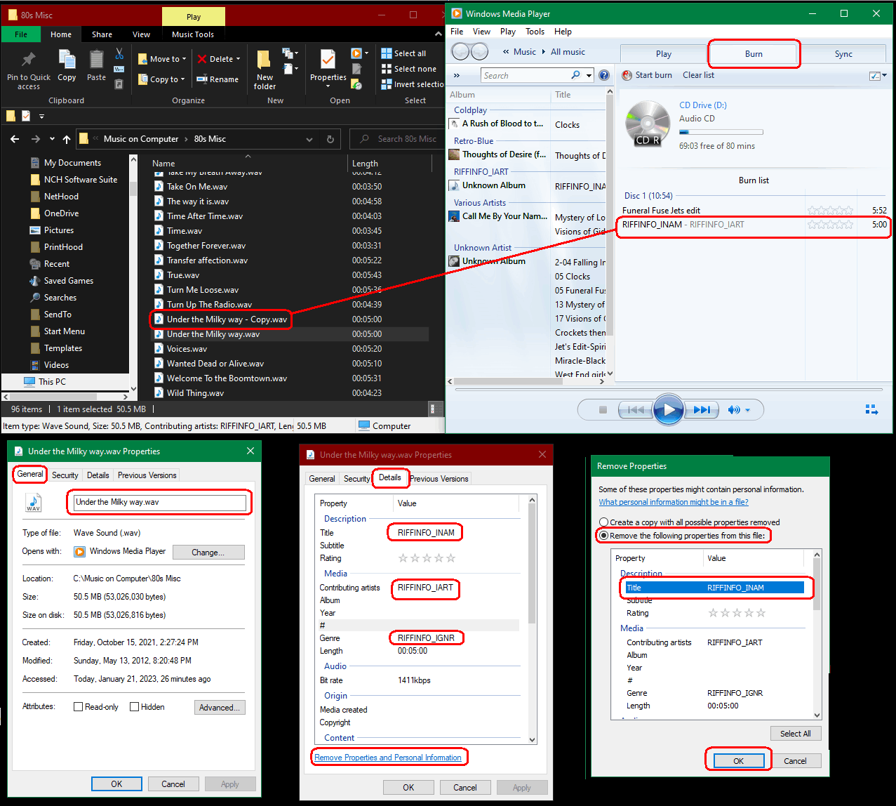 Removing unwanted .wav file properties - Microsoft Community