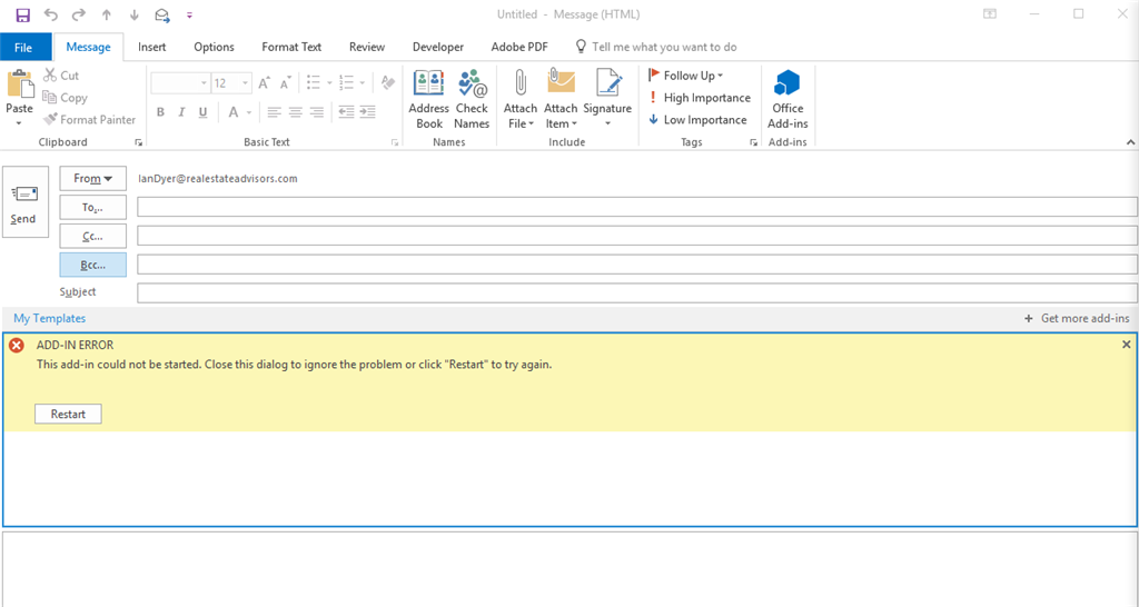 Problems with Outlook "My Templates" AddIn Microsoft Community