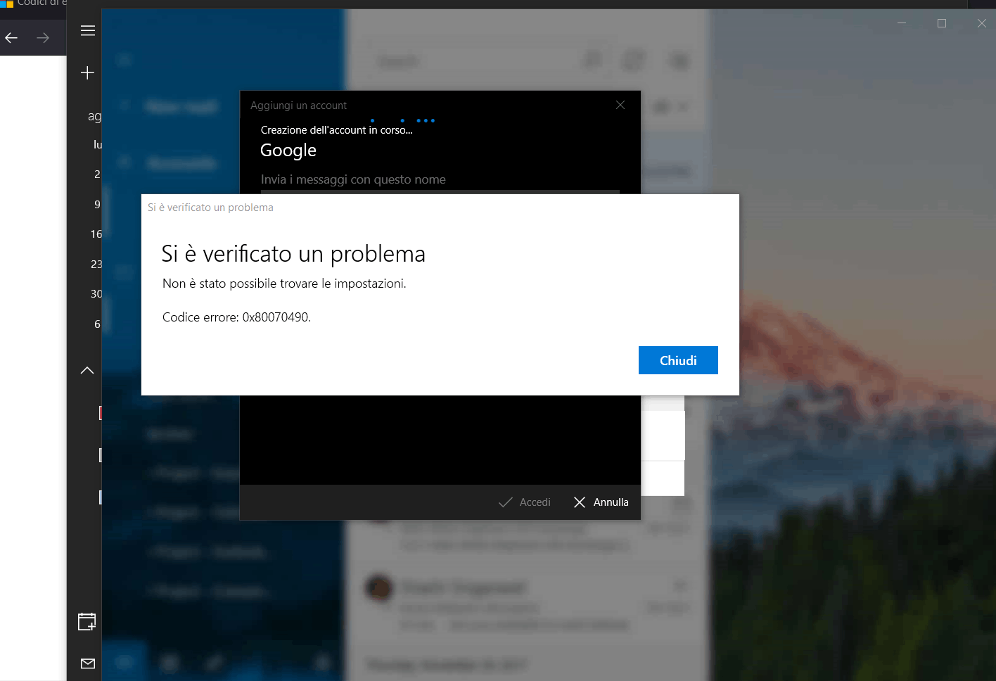 Codice di errore 0x80070490 App Posta Microsoft Community