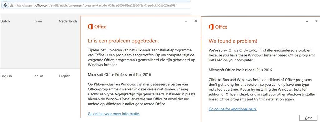 Problem Installing Language Accessory Pack For Office 2016