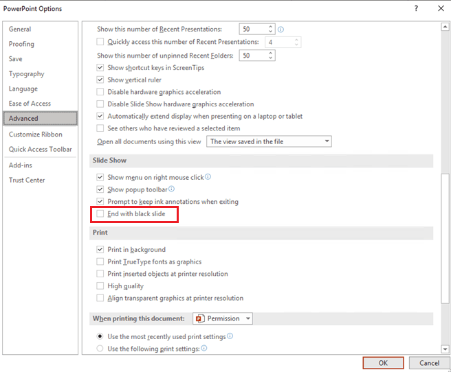 vba powerpoint exit presentation mode