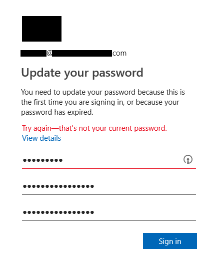 Change Expired Password Error 120000 Microsoft Community