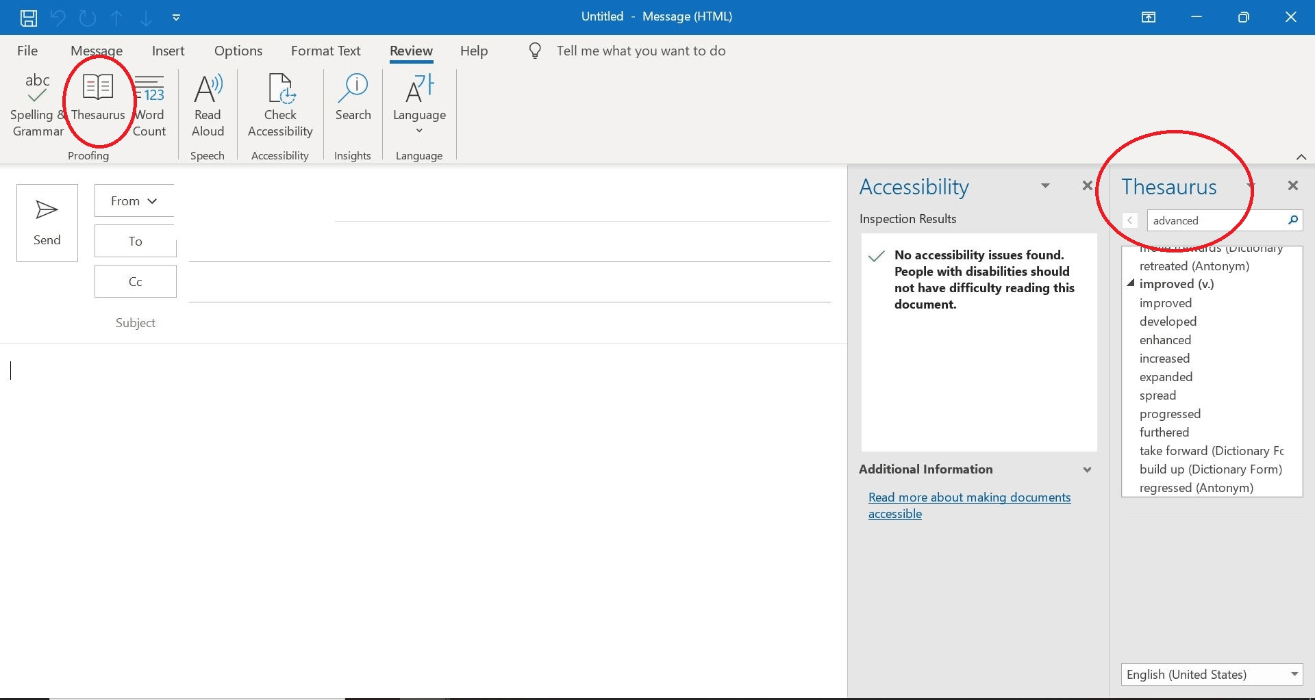 Is there a thesaurus in outlook email - Microsoft Community