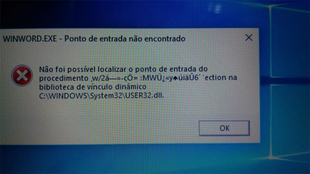 Erro: Não foi possível localizar o ponto de entrada do procedimento