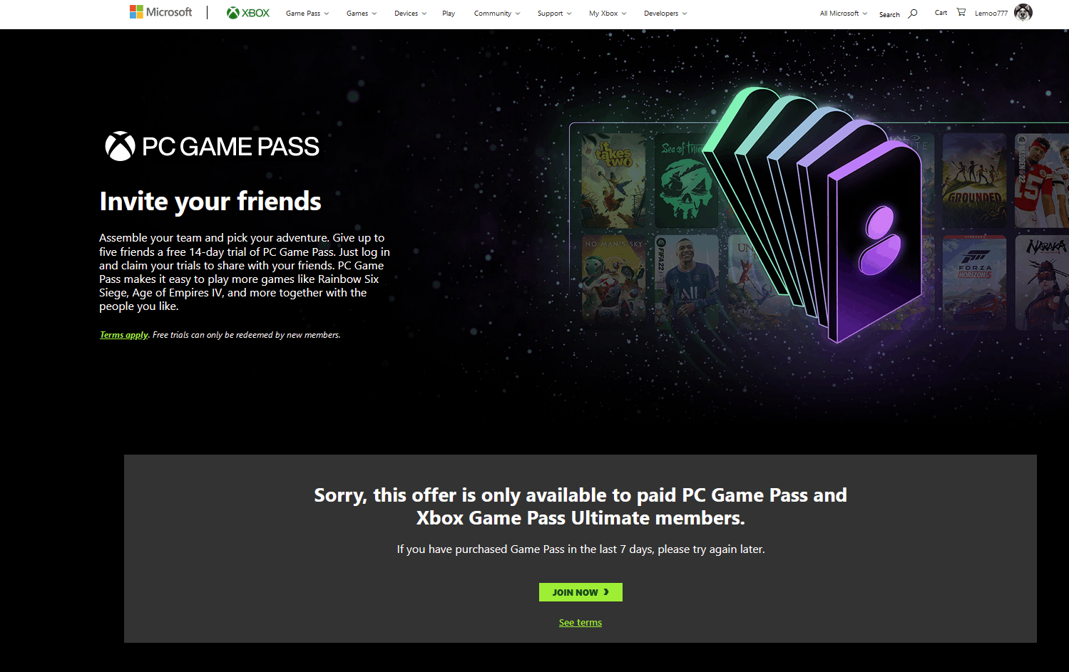 Game Pass promotional offers bug? - Microsoft Community