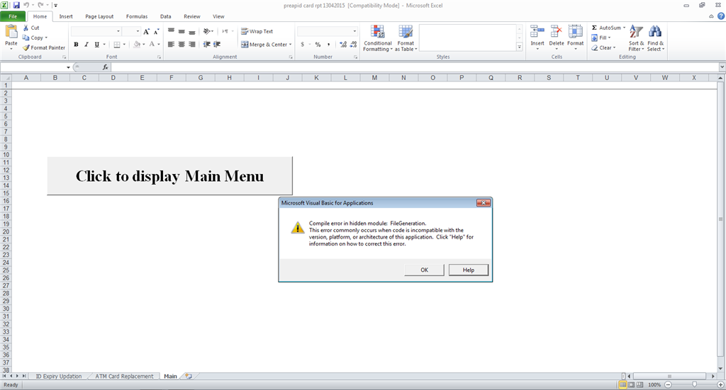Compile error in hidden module filegeneration excel 2010 eroor