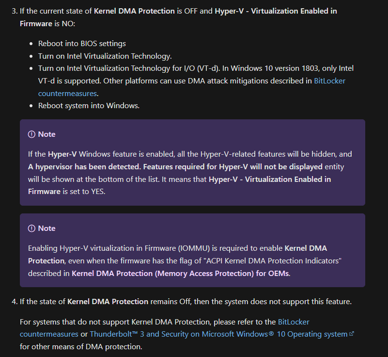 Unselectable for kernel dma protection lenovo как отключить