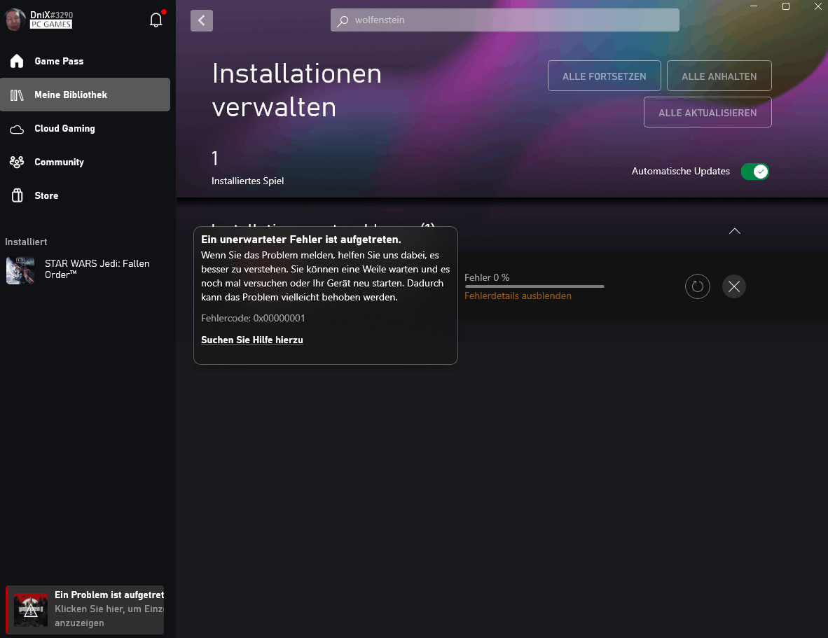 Got xbox game pass for PC and unable to download Wolfenstein II