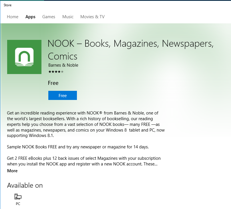 NOOK for Windows 10 - Microsoft Community