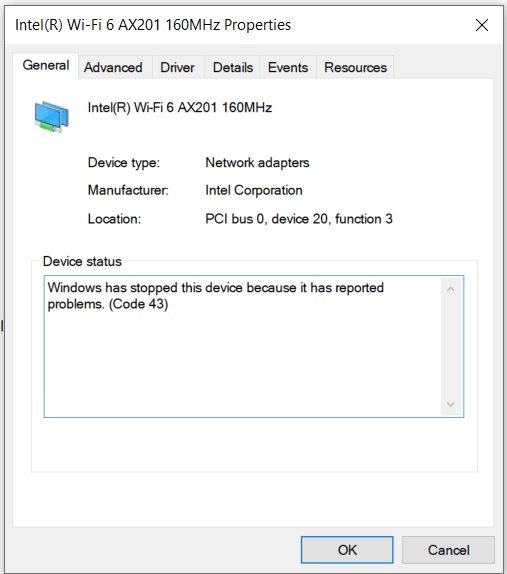 How to fix error code 43 or code 10 on Wi Fi driver Microsoft